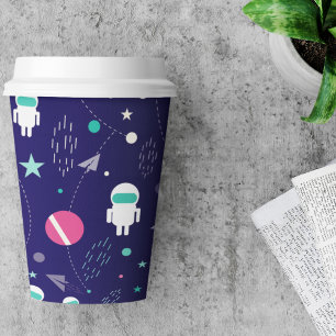 Vasos De Papel Patrón de dibujos animados de astronautas espacial