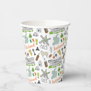 Vasos De Papel Patrón de dibujos animados de Irlanda