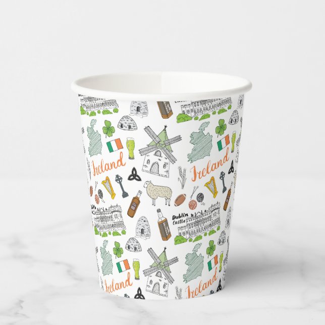 Vasos De Papel Patrón de dibujos animados de Irlanda (Izquierda)