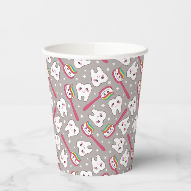 Vasos De Papel Patrón de dientes del arcoiris (Izquierda)