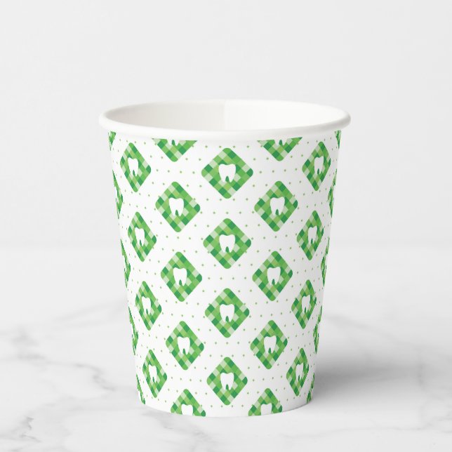 Vasos De Papel Patrón de dientes verde (Izquierda)