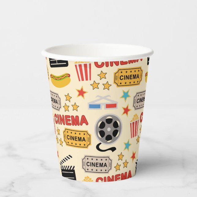 Vasos De Papel Patrón de diversión del cine (Anverso)