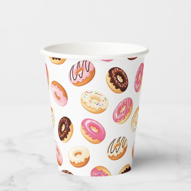 Vasos De Papel Patrón de donut dulce (Anverso)
