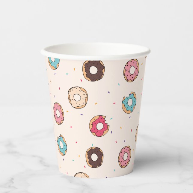 Vasos De Papel Patrón de donut dulce de azúcar (Anverso)