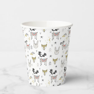 Vasos De Papel Patrón de Doodle Animal de Woodland Cuadros