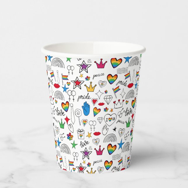 Vasos De Papel Patrón de Doodle del Orgullo Gay (Izquierda)