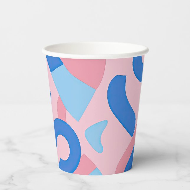 Vasos De Papel Patrón de Doodle rosa y azul (Reverso )