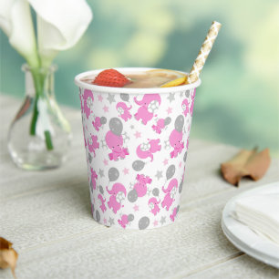 Vasos De Papel Patrón De Elefantes Rosa, Elefantes Cutos, Estrell