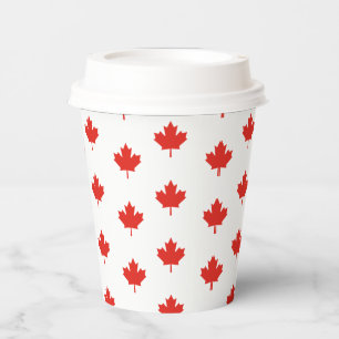 Vasos De Papel Patrón de emblema de bandera de Canadá de hoja de 