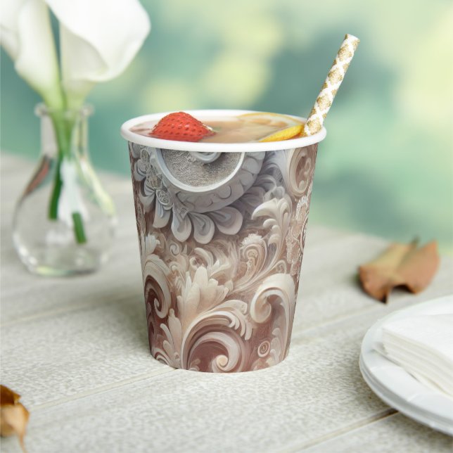 Vasos De Papel Patrón de encaje de degradado elegante (in situ)