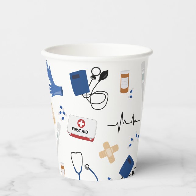 Vasos De Papel Patrón de enfermería de Médica médico moderno (Anverso)