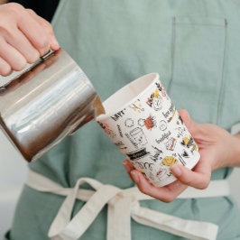 Vasos De Papel Patrón de esbozo de tinta de pinza de café Lover