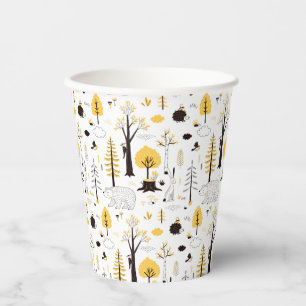 Vasos De Papel Patrón de escena de Cute Golden Woods