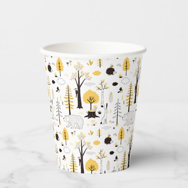 Vasos De Papel Patrón de escena de Cute Golden Woods (Anverso)