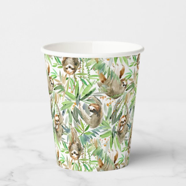 Vasos De Papel Patrón de eslora de acuarela tropical (Izquierda)