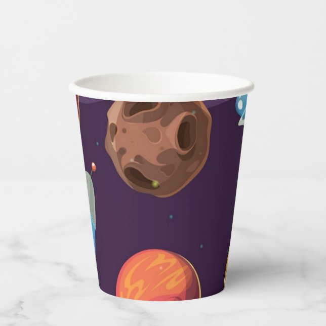 Vasos De Papel Patrón de espacio (Anverso)