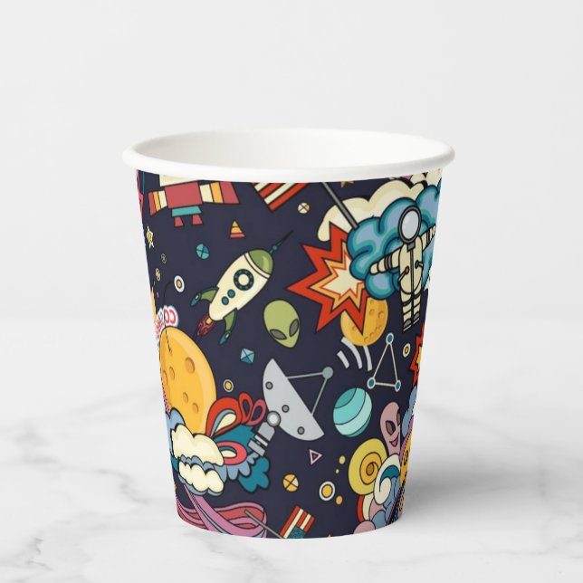 Vasos De Papel Patrón de espacio (Anverso)