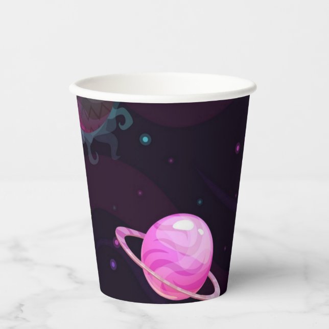 Vasos De Papel Patrón de espacio (Anverso)