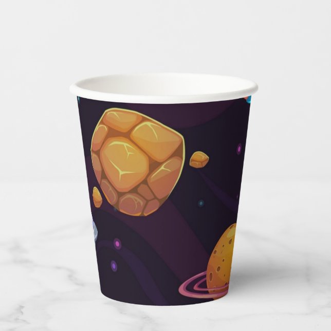 Vasos De Papel Patrón de espacio (Anverso)