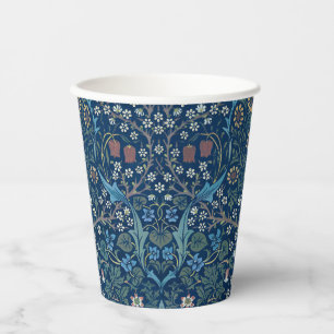 Vasos De Papel Patrón de espinas negras de fondo azul Morris