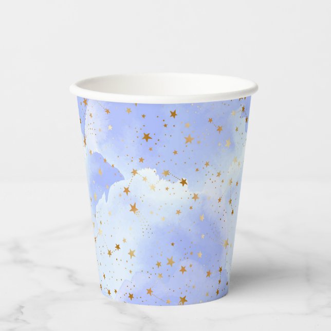 Vasos De Papel Patrón de estrella dorada de Lavendar (Anverso)