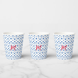 Vasos De Papel Patrón de Estrella Personalizable Azul y Blanco
