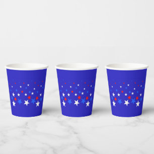 Vasos De Papel Patrón de estrellas azul, rojo y blanco