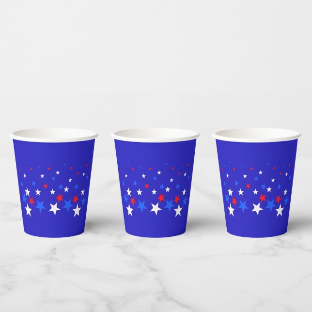 Vasos De Papel Patrón de estrellas azul, rojo y blanco (Multi)