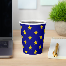 Vasos De Papel Patrón de estrellas de oro, azul marino, exclusivo
