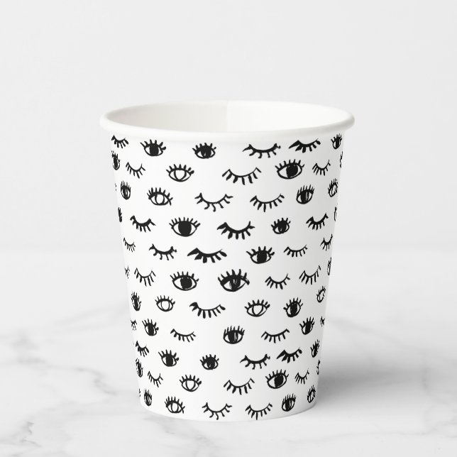 Vasos De Papel Patrón de Eyelash de Doodle Cuto (Izquierda)