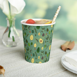 Vasos De Papel Patrón de Fiesta de aguacate