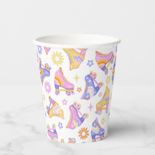 Vasos De Papel Patrón de Fiesta de patinaje sobre ruedas retro