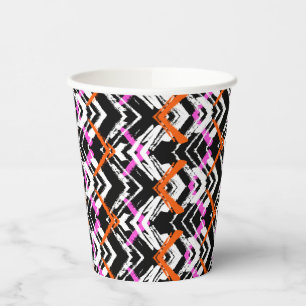 Vasos De Papel Patrón De Flecha Dibujada A Mano Negro, Naranja Y