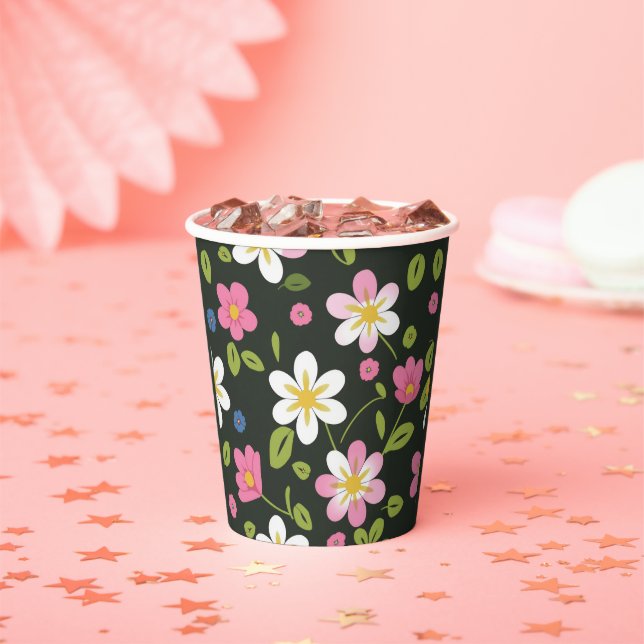 Vasos De Papel patrón de flor (in situ)