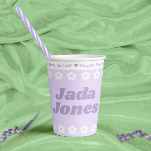 Vasos De Papel Patrón de flor de Personalizado púrpura del primer