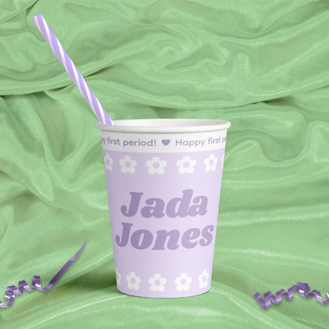 Vasos De Papel Patrón de flor de Personalizado púrpura del primer (In Situ)