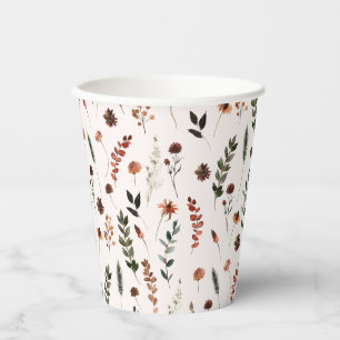 Vasos De Papel Patrón de flor silvestre de otoño terrestre