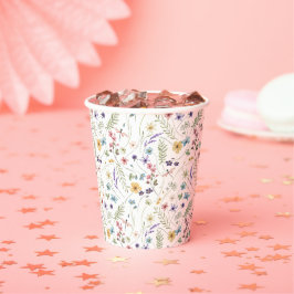 Vasos De Papel Patrón De Flor Y Mariposas Acuáticas