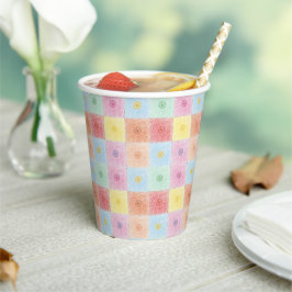 Vasos De Papel Patrón de flores coloridas de moda Vintage Cumplea