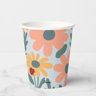 Vasos De Papel patrón de flores de margarita pinchada de polka pu