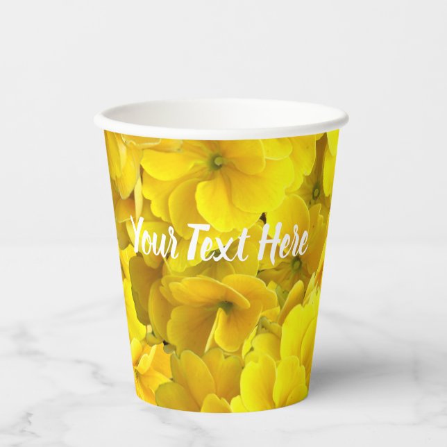 Vasos De Papel Patrón de flores de rosa amarilla (Anverso)