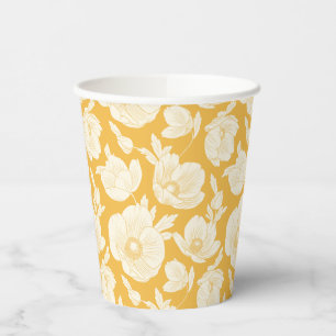 Vasos De Papel Patrón de flores doradas