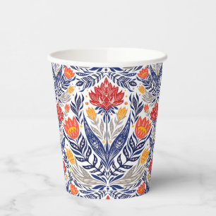 Vasos De Papel Patrón de flores folclóricas