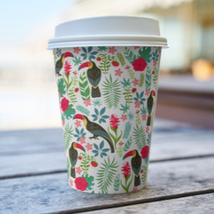 Vasos De Papel Patrón de flores tropicales coloridas y toscanas