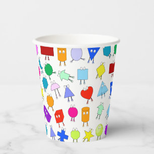 Vasos De Papel Patrón de formas geométricas 2D y 3D coloridas