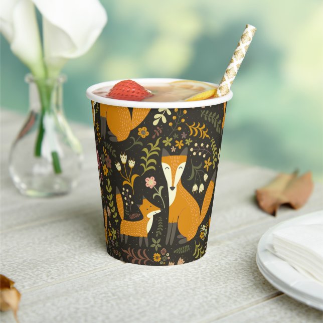 Vasos De Papel Patrón de Fox de Woodland (in situ)