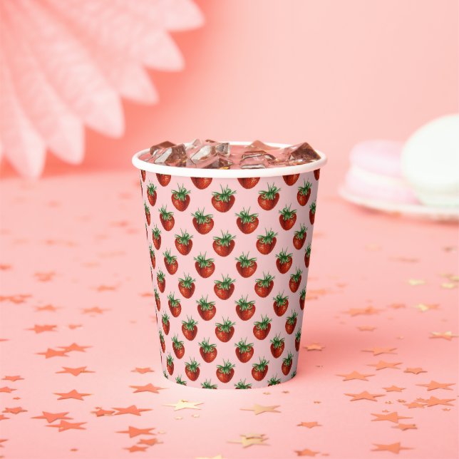 Vasos De Papel Patrón de Fresa (in situ)