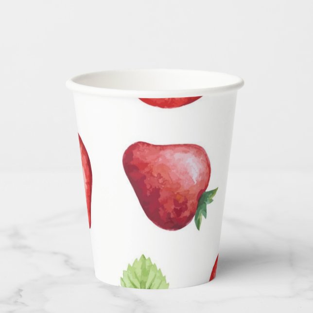 Vasos De Papel Patrón de fresa (Anverso)