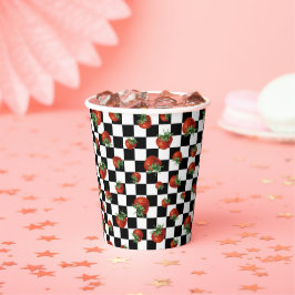 Vasos De Papel Patrón de Fresa