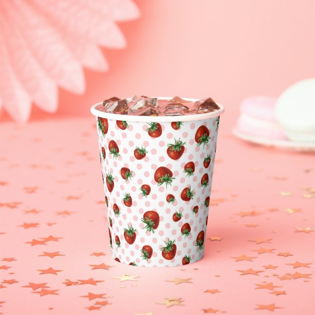 Vasos De Papel Patrón de Fresa (in situ)